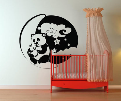 Vinyl Wall Decal Sticker Pandas With Moon and Stars #OS_DC133
