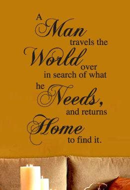 Vinyl Wall Lettering Decal A Man Travels Home #P105
